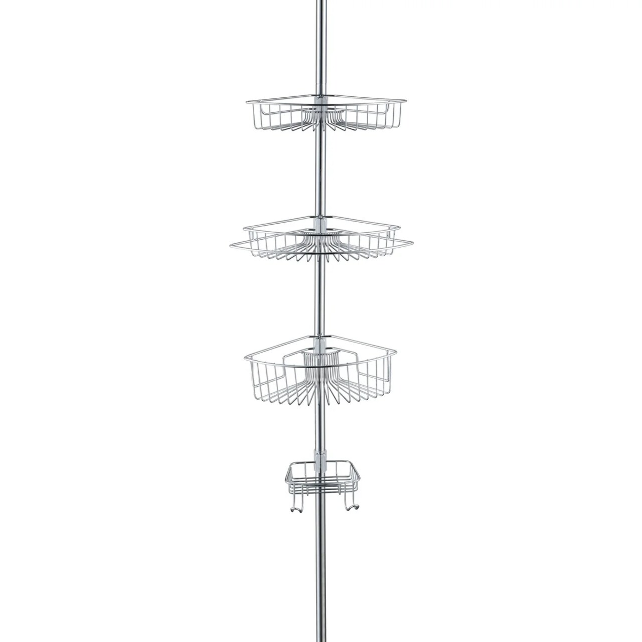 4 Tier Rustproof Shower Caddy Corner Organizer With Adjustable Shelves and Tension Pole